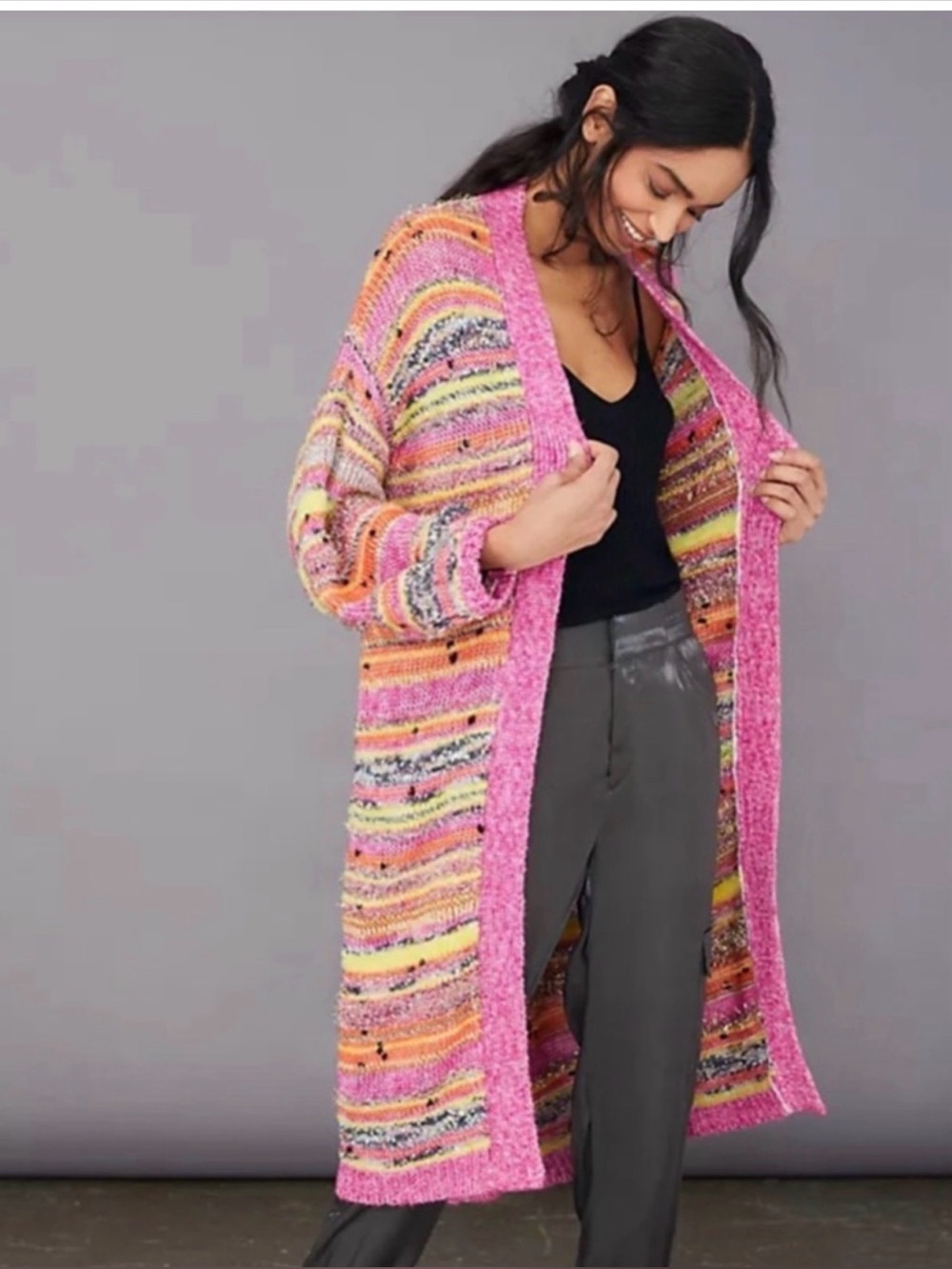 Anthropologie Juliette Space-Dyed Longline Cardigan Duster Knit Kimono
